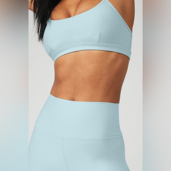 Alo Yoga High-Waist Airlift Legging and Airlift Intrigue Bra in Chalk Blue - Picture 10 of 12